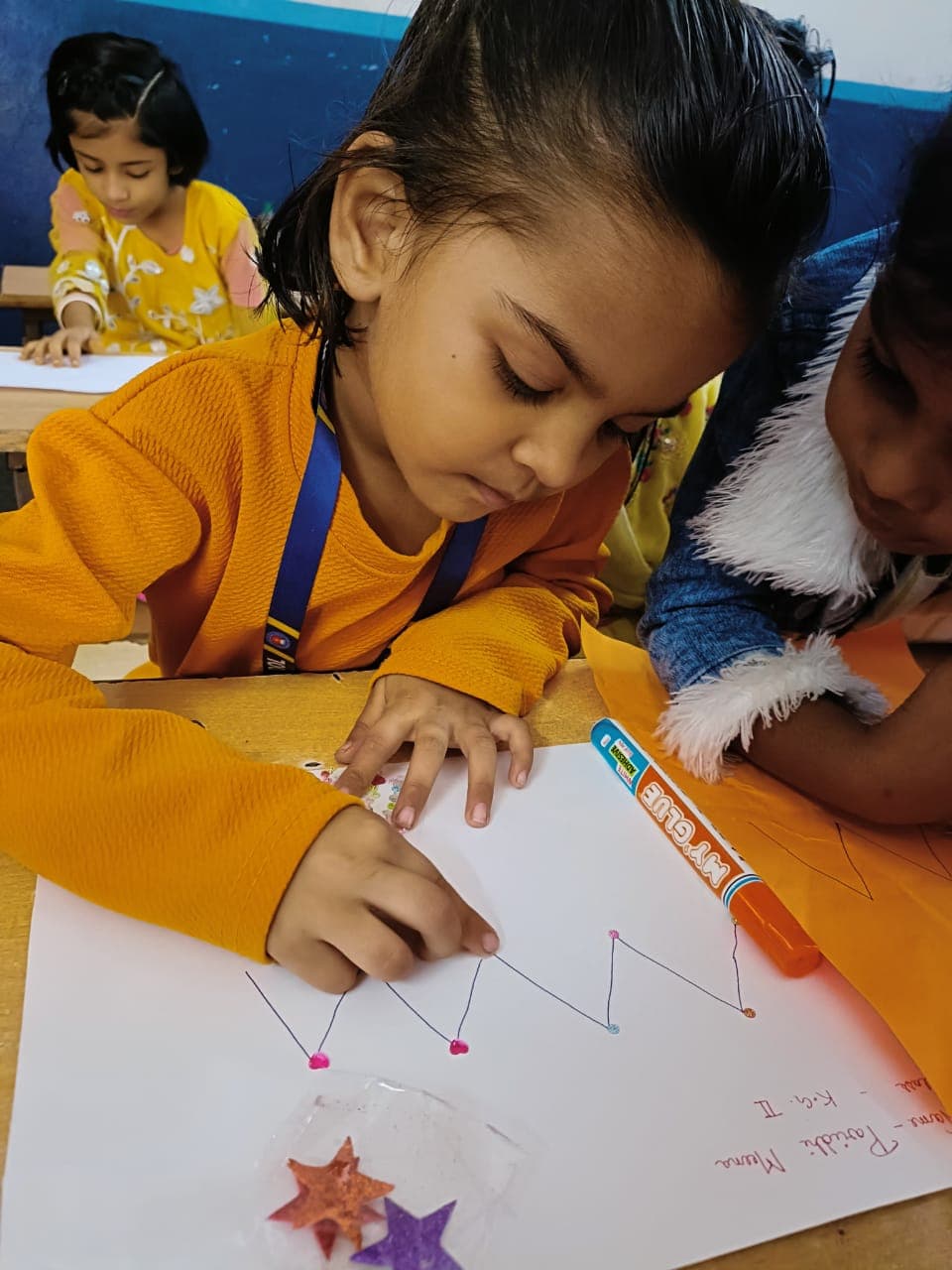 Button Art activity in pre primary  section